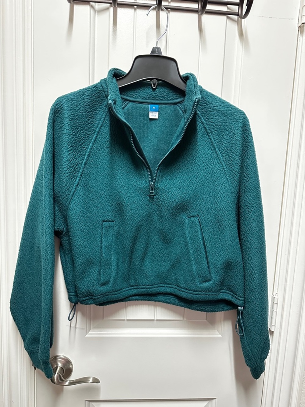 Old Navy Teal Green Quarter-Zip Crop Sweatshirt